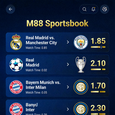 Tampilan sportsbook M88 dengan odds pertandingan sepak bola liga champions